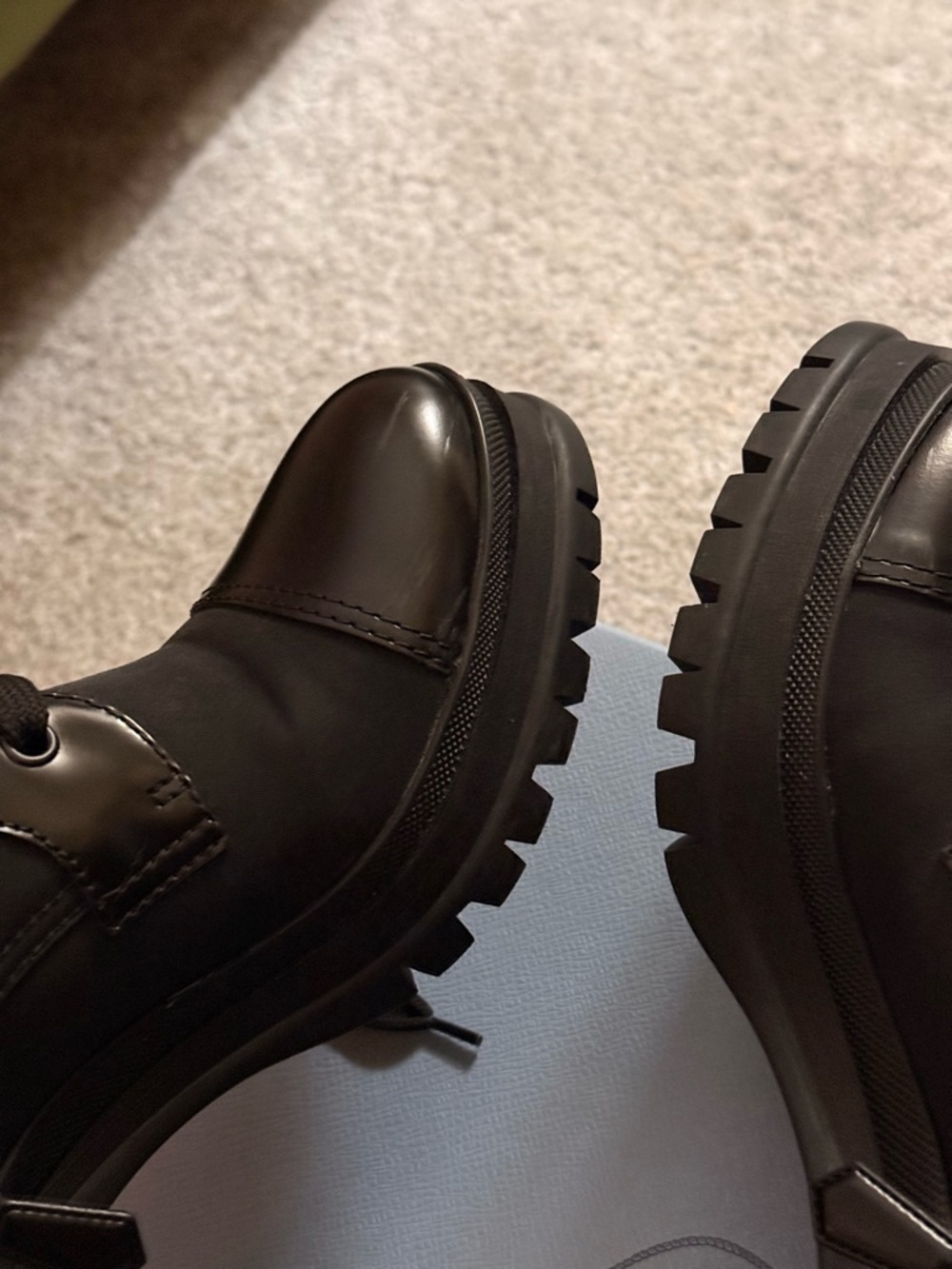 Prada Black Lace-Up Platform Combat Ankle Boots - Picture 6 of 8